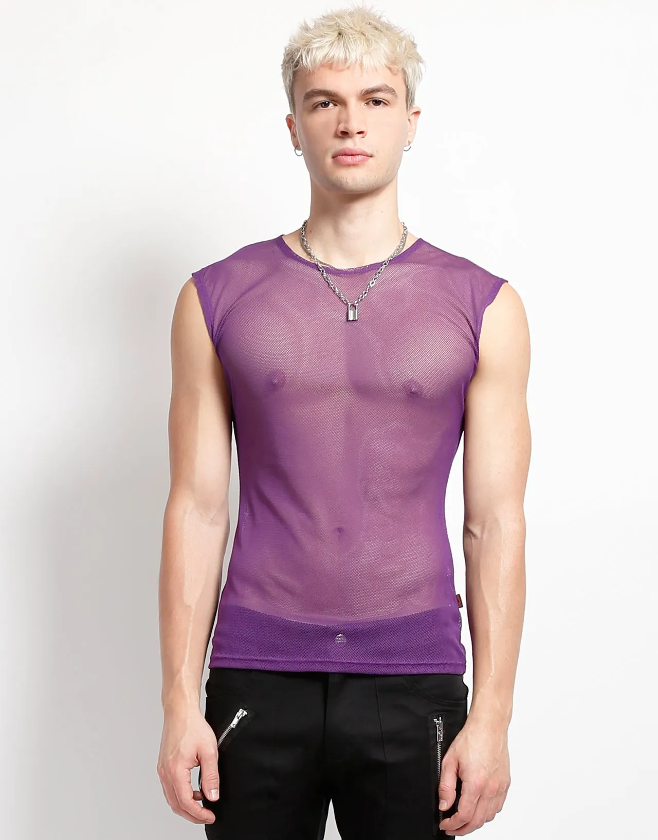 MUSCLE TANK FISHNET PURPLE