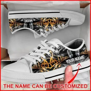 Music Note Microphone Personalized Canvas Low Top Shoes, Custom Canvas Shoes, Best Canvas Shoes