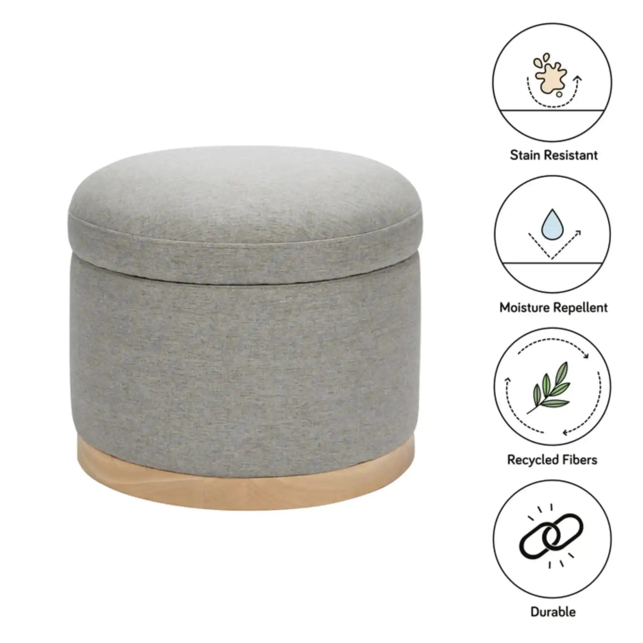 Naka Storage Ottoman | Grey Eco-Weave