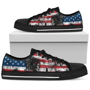 Native American Skull Pattern Low Top Shoes, Low Top Sneaker, Low Top Canvas Shoes