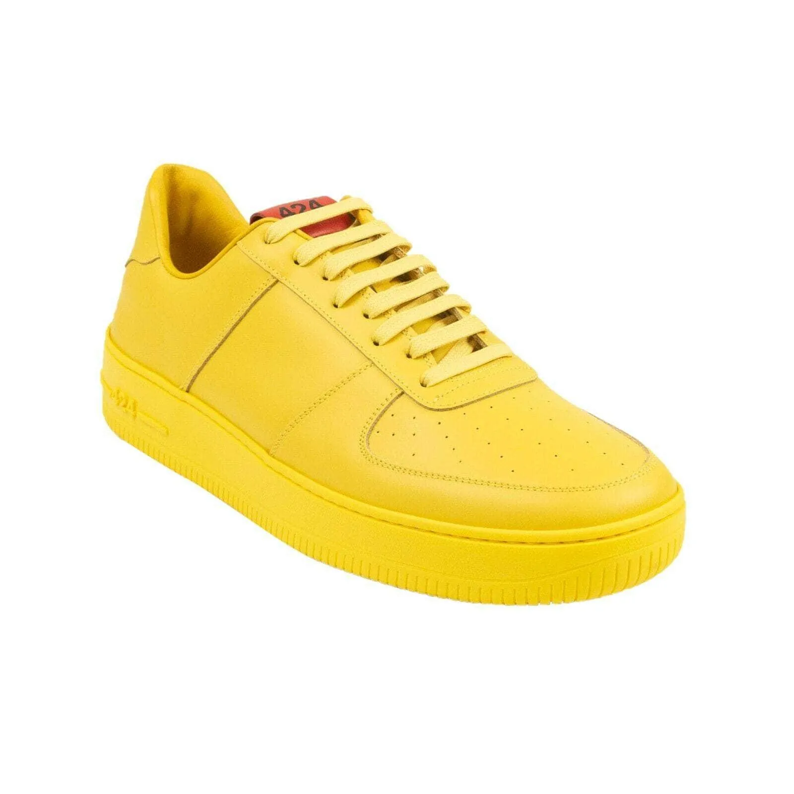 NIB 424 ON FAIRFAX Yellow Leather Low Top Sneakers Size 5/38 $495