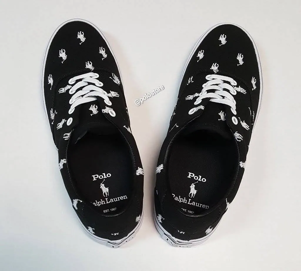 Nwt Polo Ralph Lauren Black Allover Pony Sneakers