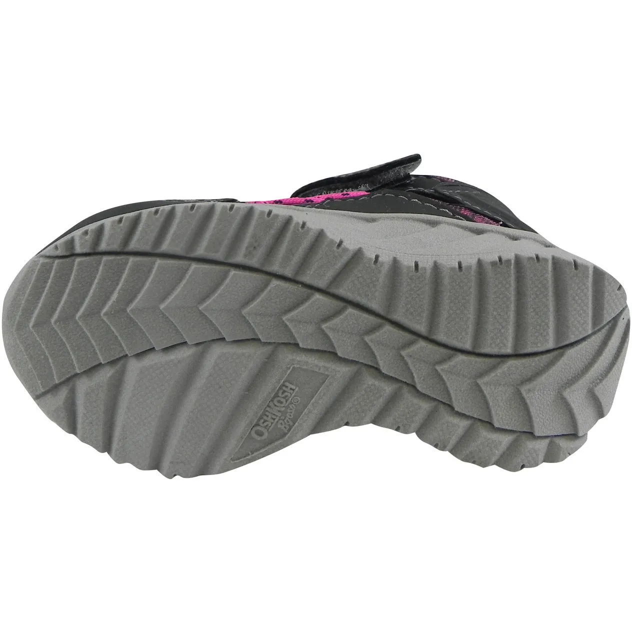 OshKosh Girl's Rivet Design Slip On Hook and Loop Sneaker Grey/Pink