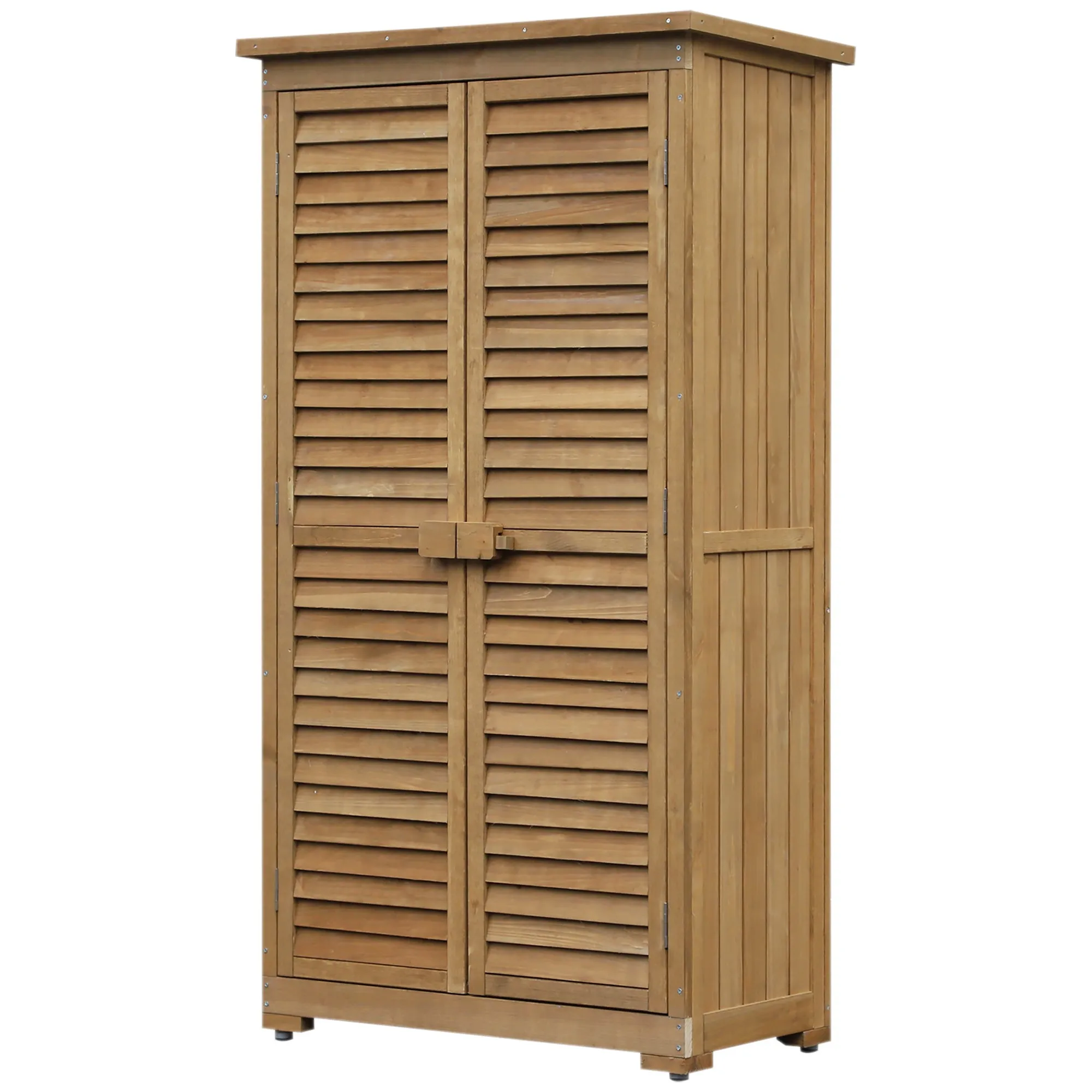 Outsunny Wooden Garden Storage Shed, 3-Tier Shelves Tool Cabinet w/ Asphalt Roof