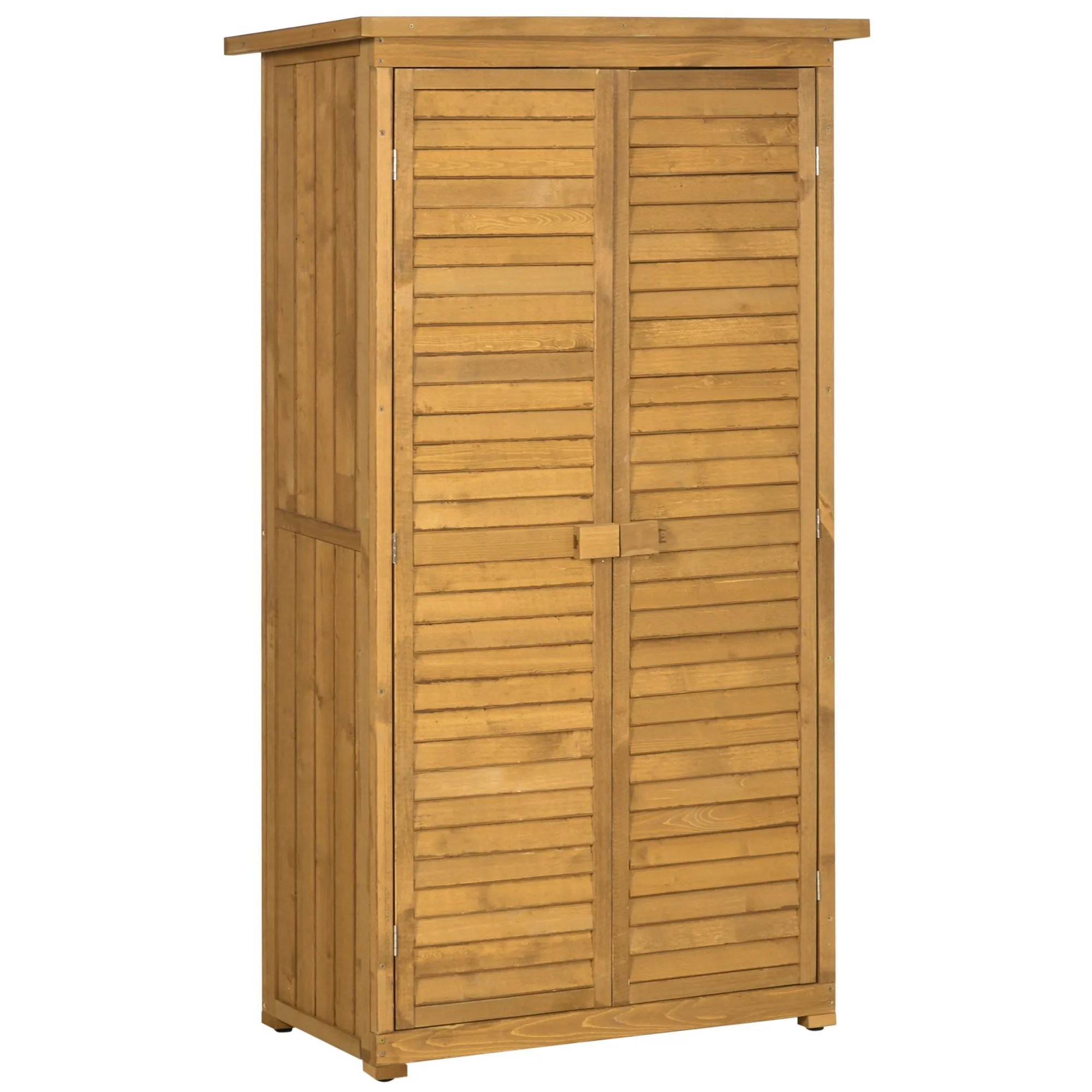 Outsunny Wooden Garden Storage Shed, 3-Tier Shelves Tool Cabinet w/ Asphalt Roof