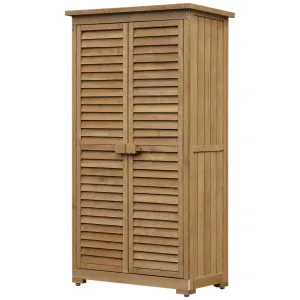 Outsunny Wooden Garden Storage Shed, 3-Tier Shelves Tool Cabinet w/ Asphalt Roof