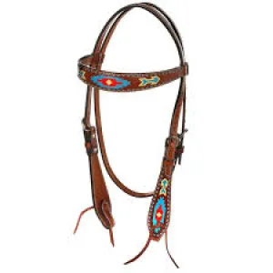 OXBOW LEATHER PAINTED AZTEC BROW BAND HEADSTALL/122875