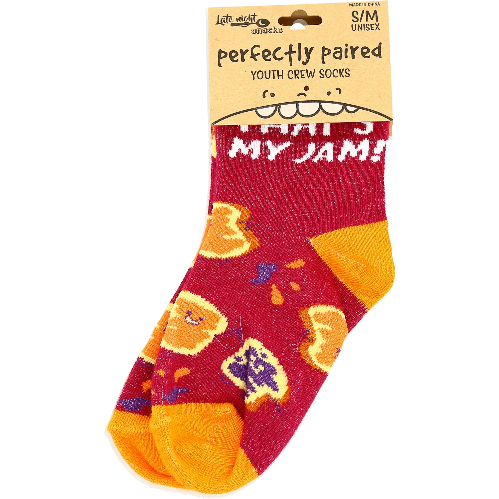 PB & J S/M Youth Cotton Blend Crew Socks