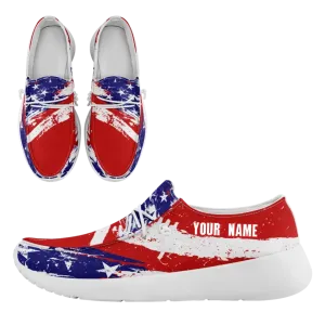 Personalized  America Flag Sneakers, Custom Patriotic Loafer Shoes,  Canvas Slip On Shoes,FN018-24020303-1w