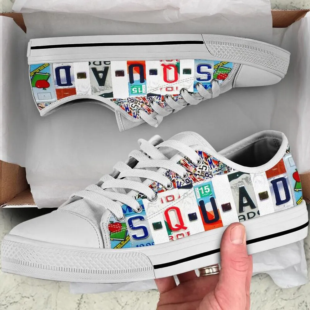 Preschool Squad License Plates Low Top Shoes, Teacher Shoes, Low Top Sneakers