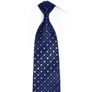 Purple Trellis On Navy Rhinestone Silk Tie With Silver Sparkles