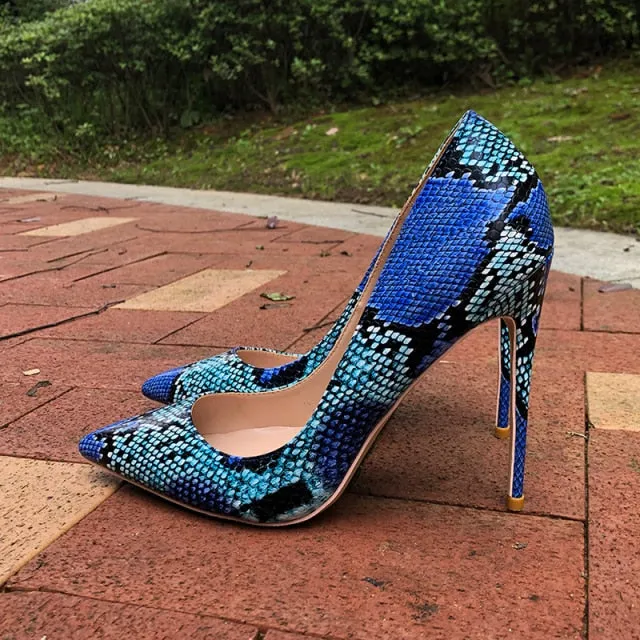 Python Chic Pointed Toe Stiletto Pumps