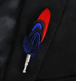 Red, Black and Blue Feather Lapel Pin