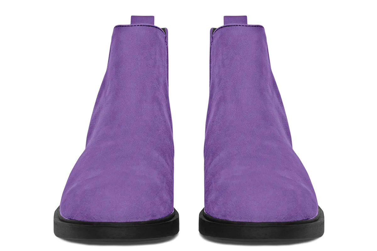 Retro Violet Chelsea Boots - Comfy Slip-On - Soft & Water-Resistant Micro-Suede Vegan Shoes