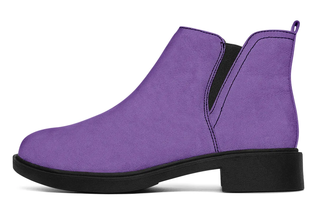 Retro Violet Chelsea Boots - Comfy Slip-On - Soft & Water-Resistant Micro-Suede Vegan Shoes