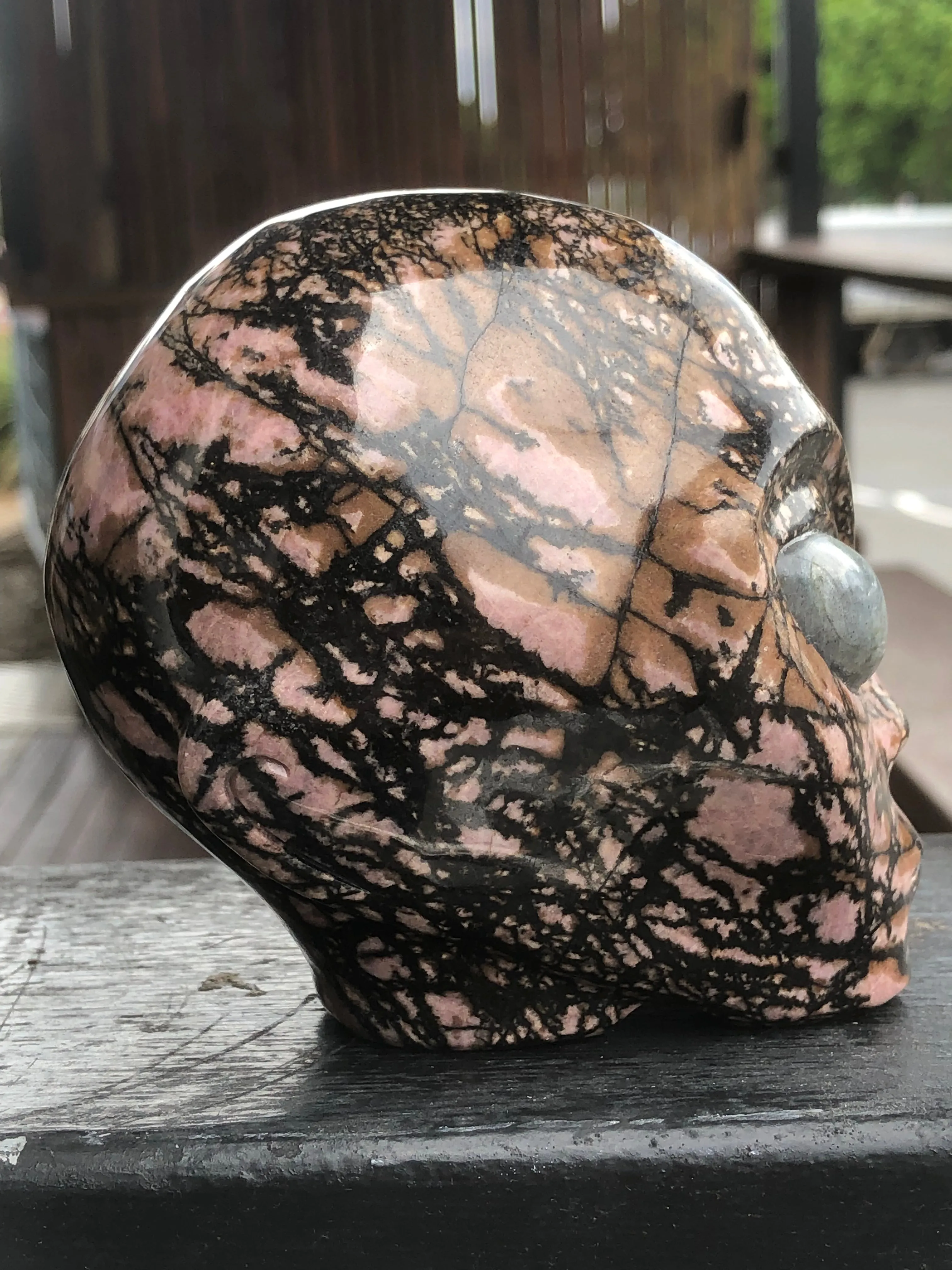 Rhodonite Alien with Labradorite Eyes [1k1439]