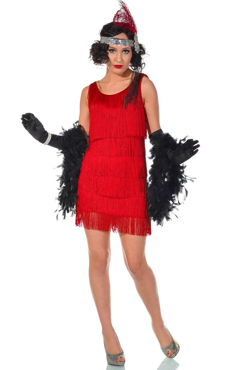 Ritzy Red Womens 1920s Flapper Dress Costume