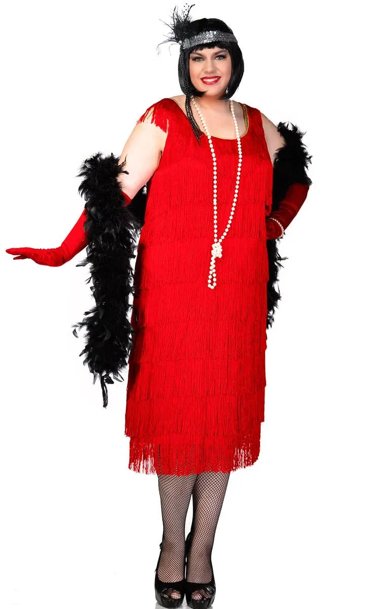 Roaring 20s Womens Red Plus Size Flapper Dress Costume