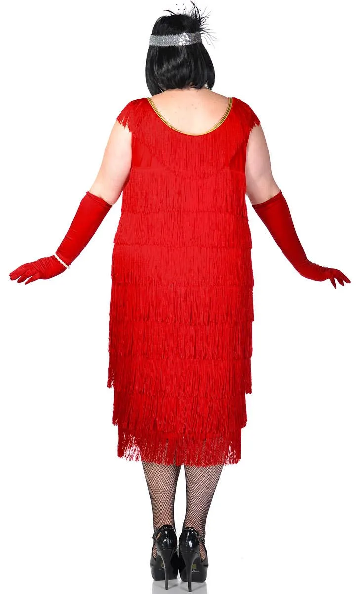 Roaring 20s Womens Red Plus Size Flapper Dress Costume