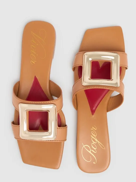 Roger Vivier   5mm New Metal buckle leather slides 