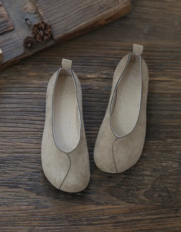 Round Toe Suede Slip-on Flats