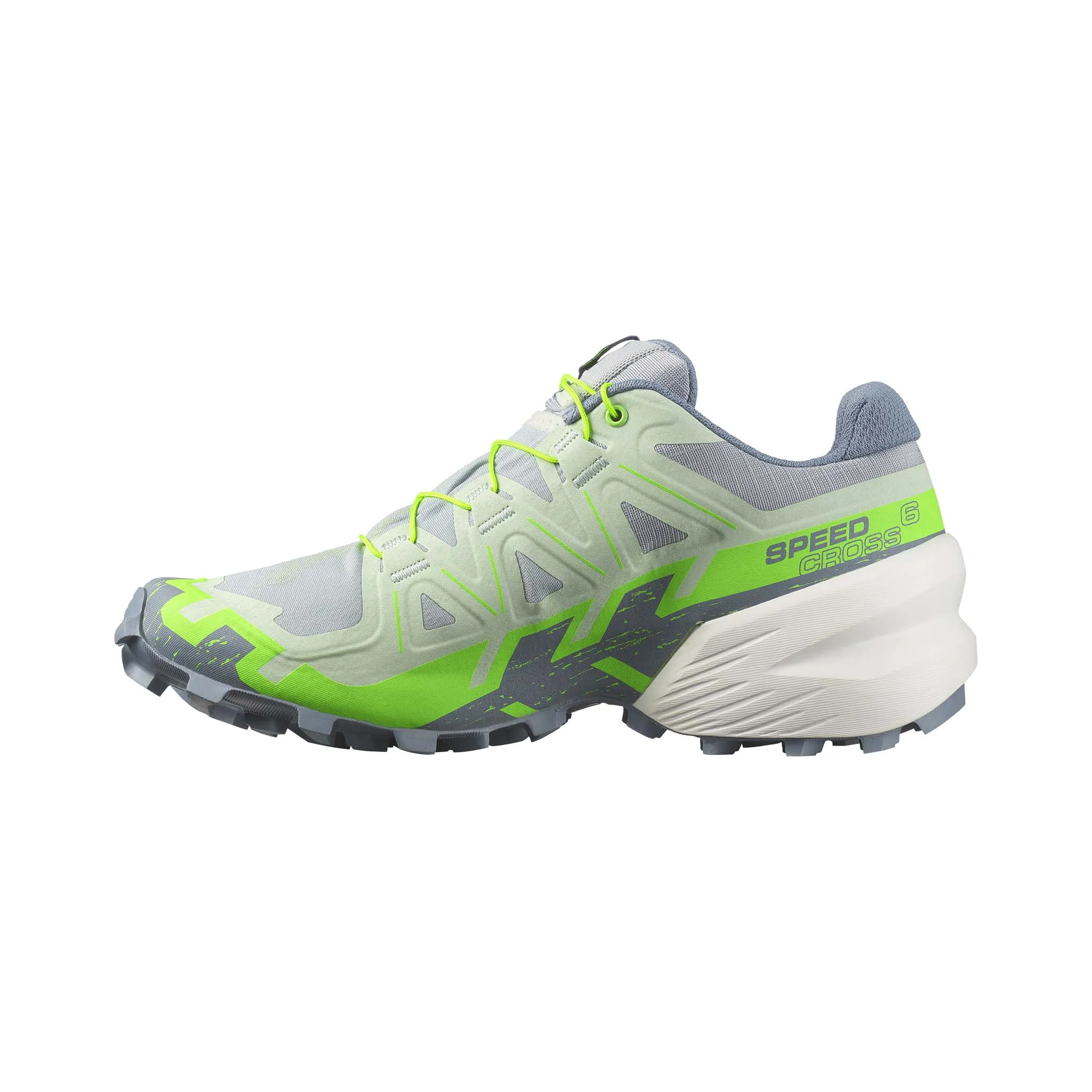 Salomon | Women's Speedcross 6 Running Shoes - Quarry/Green Gecko