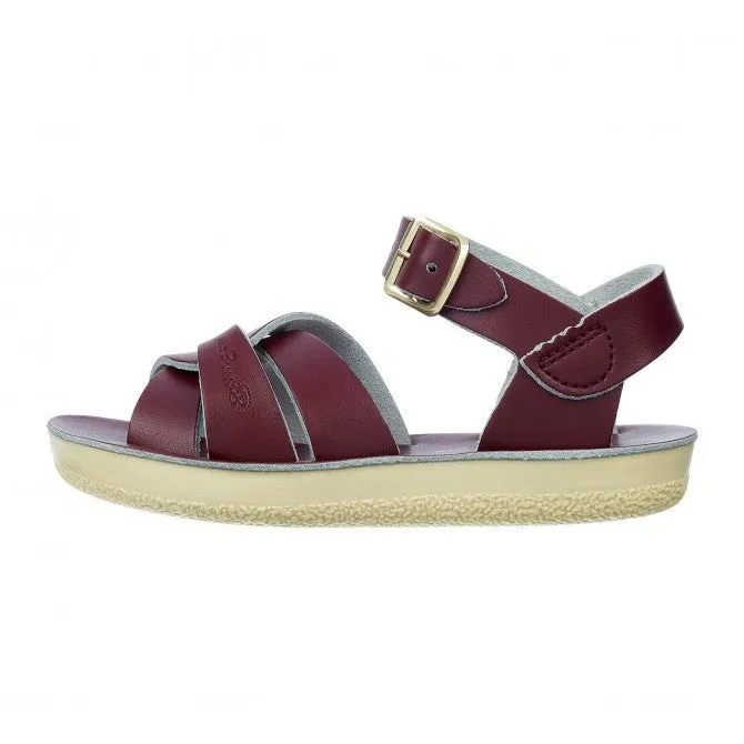 Salt-Water Swimmer Childrens Claret Leather Sandals