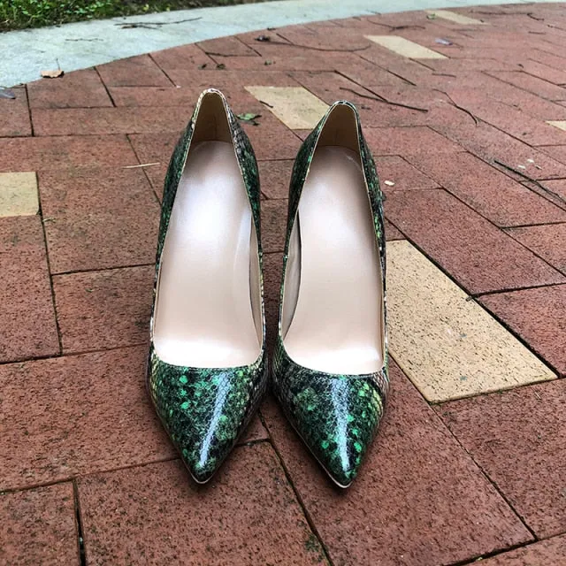 Serpentine Chic Pointed Toe Slip-on High Heel Pumps