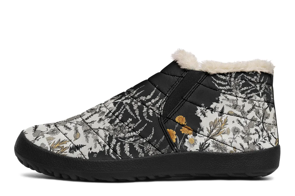 Shadow Ferns Winter Sneakers - Warm & Easy Slip-On Shoes Lined with Vegan Wool with Anti-Slip Soles