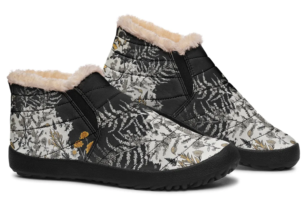 Shadow Ferns Winter Sneakers - Warm & Easy Slip-On Shoes Lined with Vegan Wool with Anti-Slip Soles