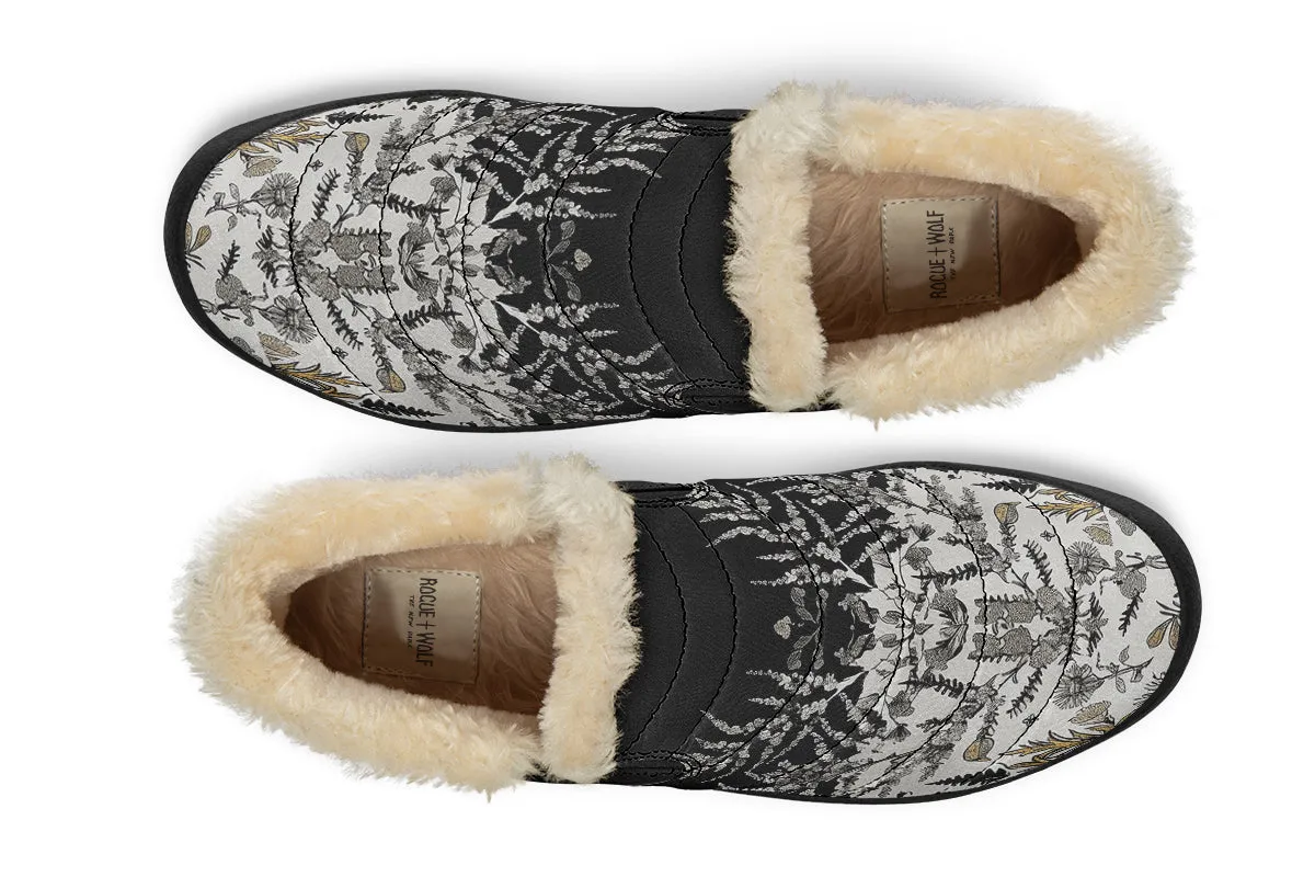 Shadow Ferns Winter Sneakers - Warm & Easy Slip-On Shoes Lined with Vegan Wool with Anti-Slip Soles