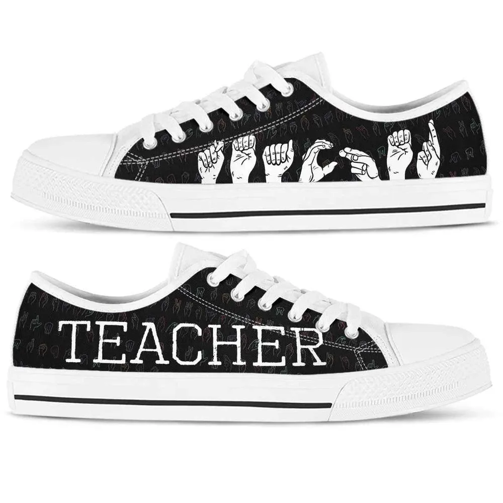 Sign Language Hands Teacher Low Top Shoes, Teacher Shoes, Low Top Sneakers