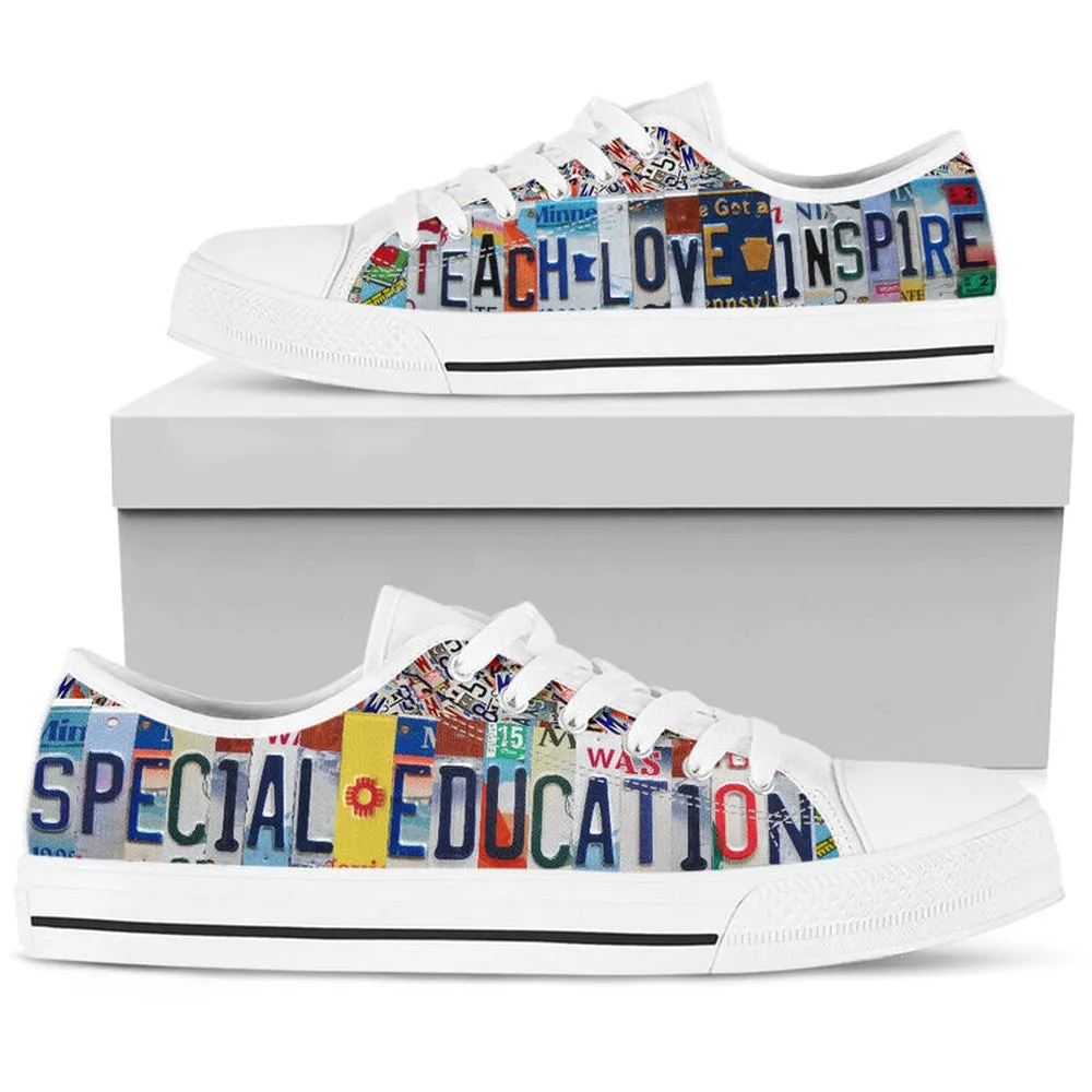 Special Education License Plates Low Top Shoes, Teacher Shoes, Low Top Sneakers