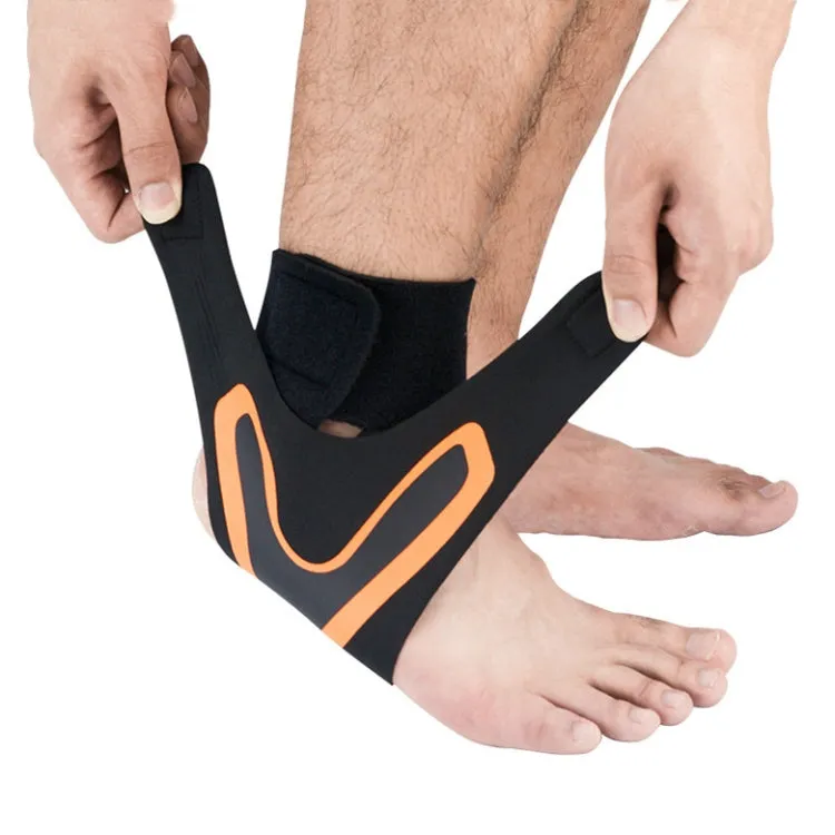 Sports Compression Anti-Sprain Ankle Guard Outdoor Basketball Football Climbing Protective Gear, Specification: M, Left Foot (Black Orange)