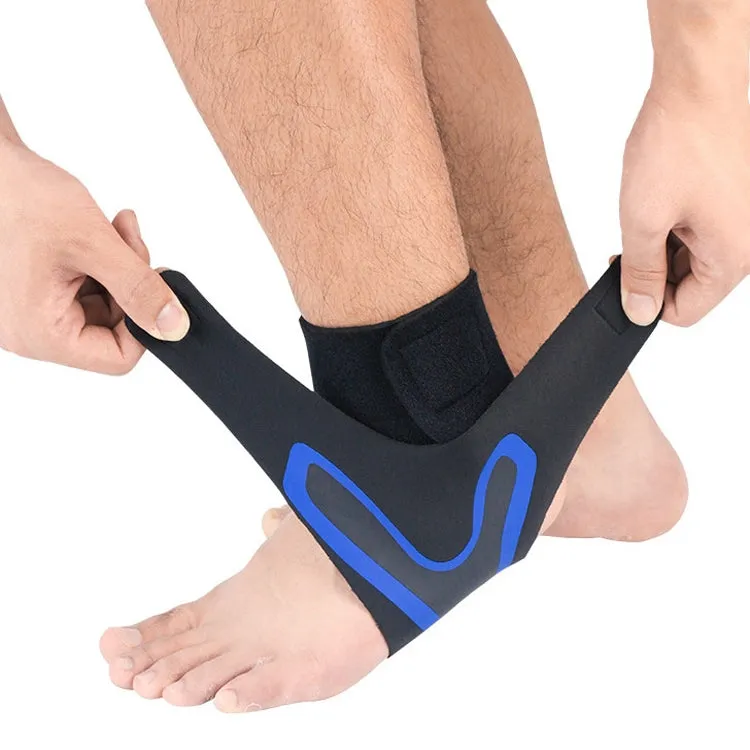 Sports Compression Anti-Sprain Ankle Guard Outdoor Basketball Football Climbing Protective Gear, Specification: M, Right Foot (Black Blue)