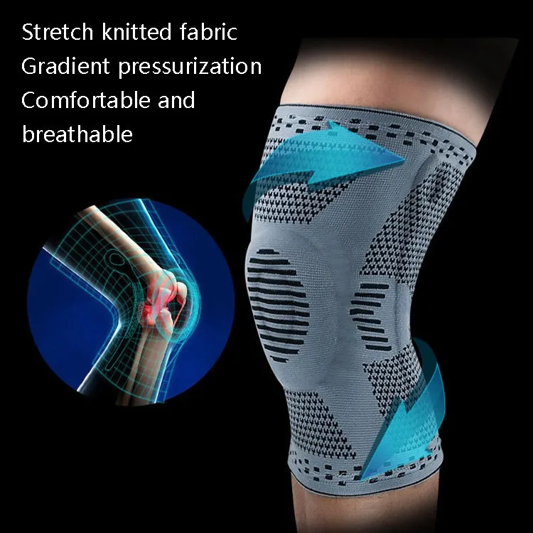 Sports Knee Pads Anti-Collision Support Compression Keep Warm Leg Sleeve Knitting Basketball Running Cycling Protective Gear, Size: M(Gray)