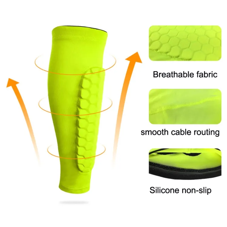 Sports Outdoor Basketball Ride Honeycomb Anti -Collision Leg Protection L (Fluorescent Green)