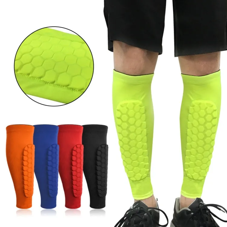 Sports Outdoor Basketball Ride Honeycomb Anti -Collision Leg Protection L (Fluorescent Green)