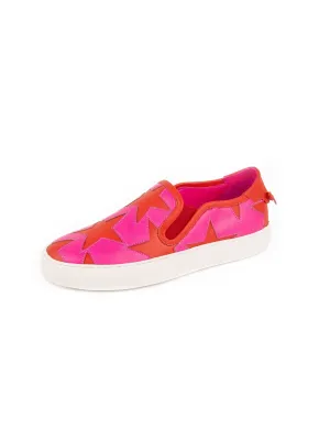 Star Embossed Slip On Sneakers - Pink / Red