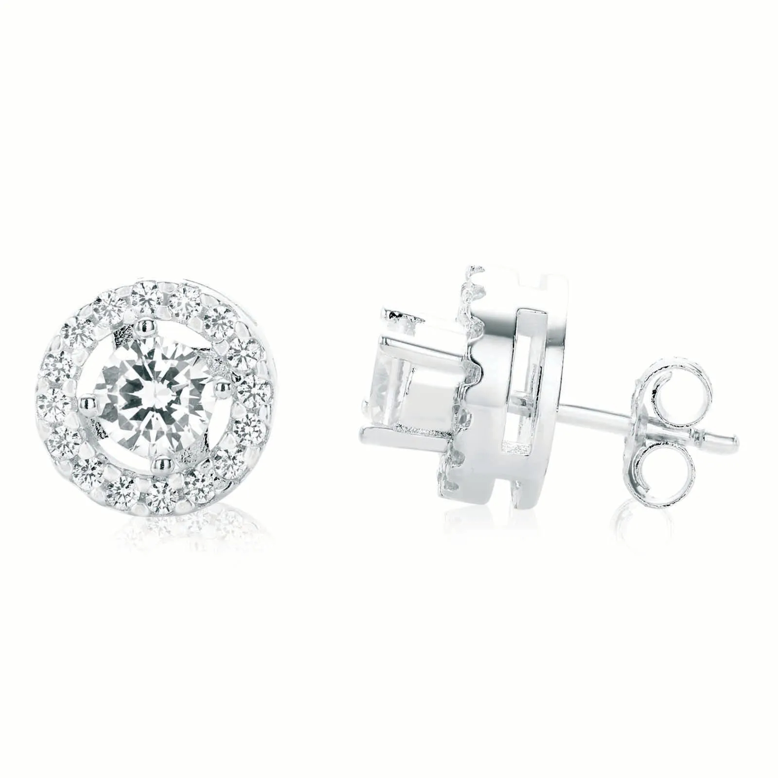 Sterling Silver Round Cubic Zirconia interchangeable Stud Earrings