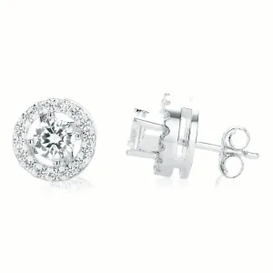 Sterling Silver Round Cubic Zirconia interchangeable Stud Earrings