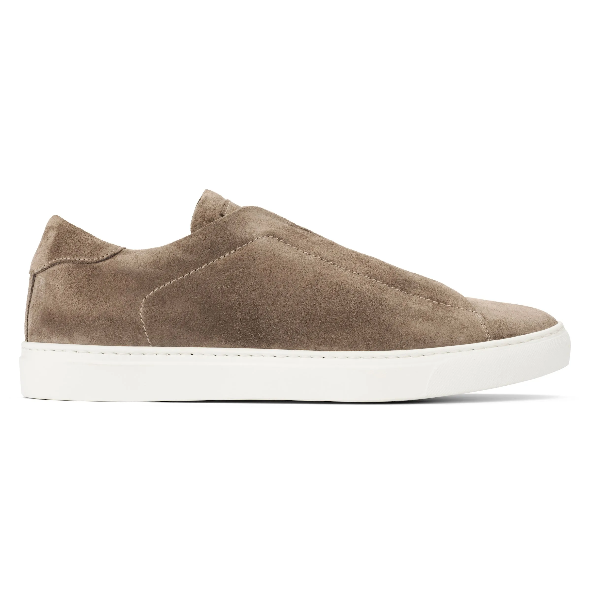 Stone Taupe Suede Slip On Sneaker