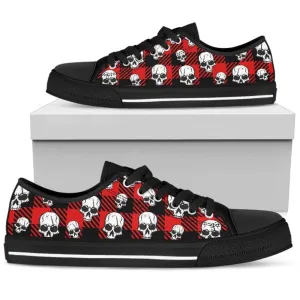 Stylish Caro Skull Pattern Low Top Shoes , Low Top Sneaker, Low Top Canvas Shoes