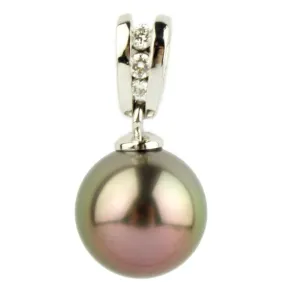 Tahitian Pearl & Diamond Lumière Pendant on 14K White Gold