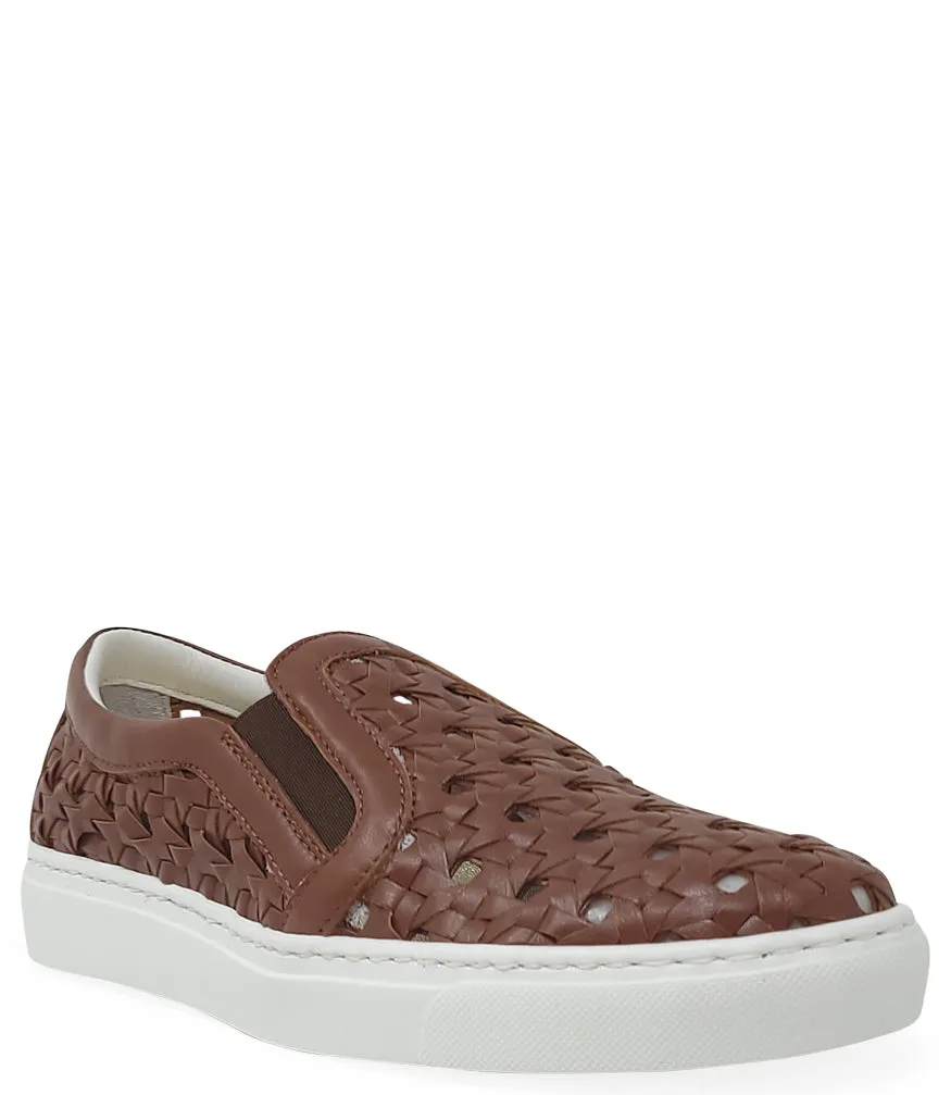 Tan Leather Woven Sneaker