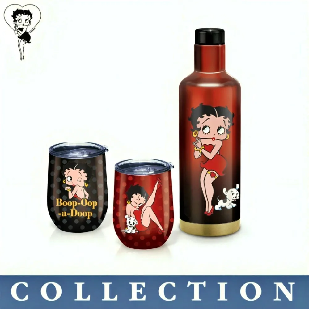 The Bradford Exchange Betty Boop™ Drinkware Collection Issue #2 17 oz. Insulated Stainless Steel Water Bottle Featuring Durable Artwork of Betty Boop and Pudgy™ 10.5-inches