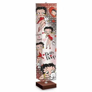 The Bradford Exchange Betty Boop Floor Lamp with 4-Sided Fabric Shade – Hands-Free Floor Pedal Switch, Collapsible Design, Wood-Tone Base, Easy Assembly 60-Inches