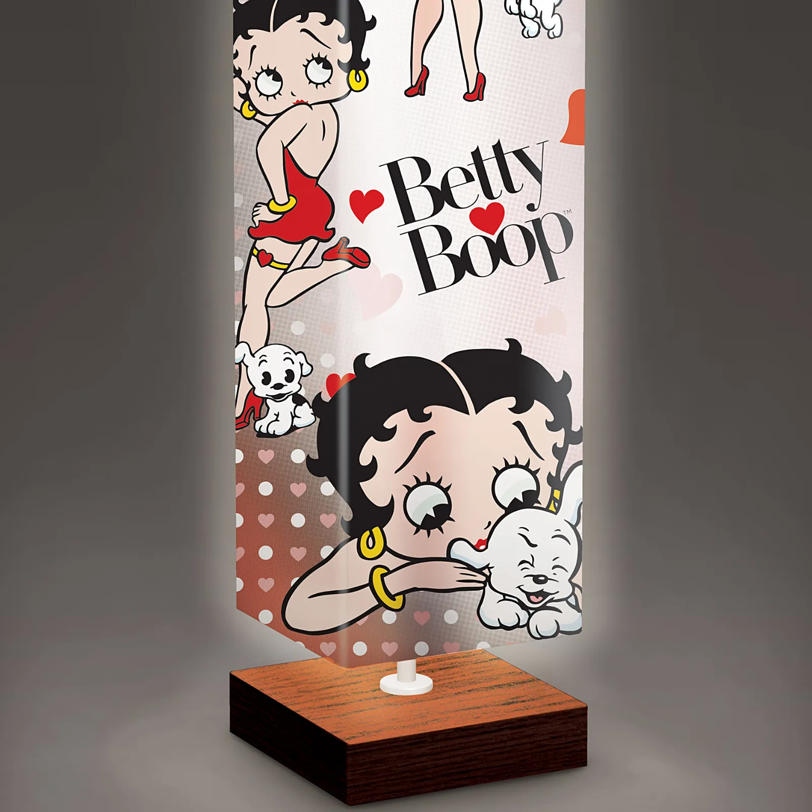 The Bradford Exchange Betty Boop Floor Lamp with 4-Sided Fabric Shade – Hands-Free Floor Pedal Switch, Collapsible Design, Wood-Tone Base, Easy Assembly 60-Inches