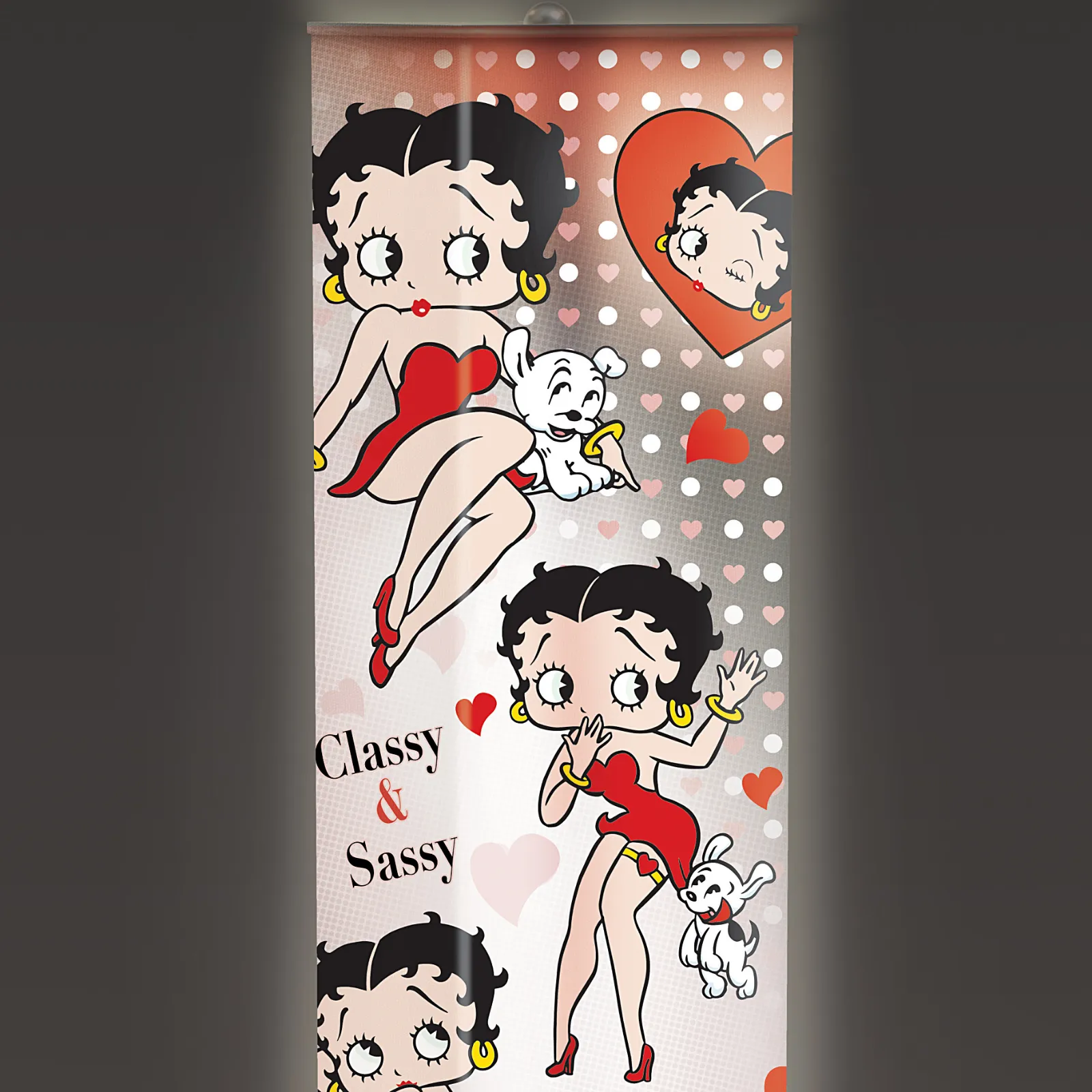 The Bradford Exchange Betty Boop Floor Lamp with 4-Sided Fabric Shade – Hands-Free Floor Pedal Switch, Collapsible Design, Wood-Tone Base, Easy Assembly 60-Inches