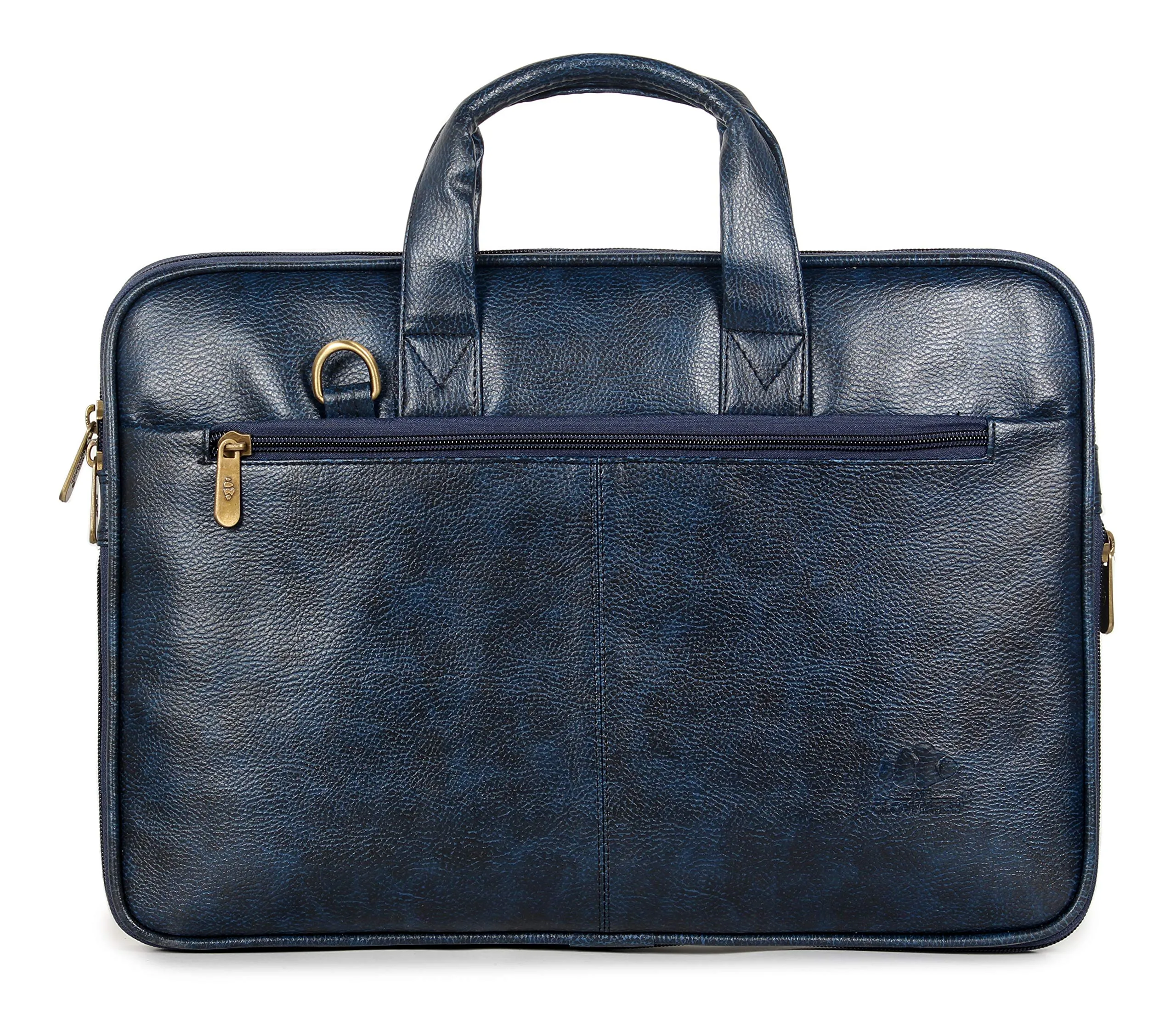 THE CLOWNFISH Cadmus Faux Leather Slim Expandable 12 inch Laptop Messenger Bag Laptop Briefcase (Blue)